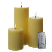 uYuni LED Kerzenset PIA Rustik-Optik 3 Größen mit Batterien Fernb.