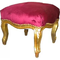 Casa Padrino Barock Fußhocker Bordeaux / Gold
