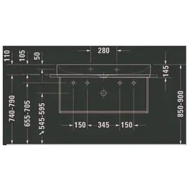 Duravit Metallkonsole 106,5 x 45 cm Schwarz Matt