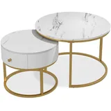 Vicco Couchtisch-Set Madrid, 70 x 70 cm, , kleiner Tisch mit Schublade