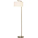 Blossom Stehlampe Standleuchte Stehleuchte E27 Sockel Stahl Leinen, Leselampe für Wohnzimmer, Schlafzimmer, Büro, Esszimmer, Gold Weiß goldfarben