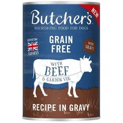 BUTCHER'S Original Rezept in Soße, Hundefutter, Teilstücke mit Rindfleisch in Soße, 400g