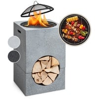 Blumfeldt Monolith Feuerschale mit Grill MGO & Stahlschale inkl. Funkenschutz