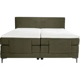 Alina Boxspringbett ALINA "Powell", grün (dunkelgrün gcp 333), B:192cm L:212cm, Chenille GCP (100% Polyester), Komplettbetten, Boxspringbett, inkl. Motor, Matratze und Topper, in unterschiedlichen Ausführungen