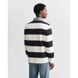 GANT für Herren. 2004083 Polo Heavy Gestreiftes Chambray-Polo Weiß, Navy (4XL), Lässig, Baumwolle, Langarm, Marine