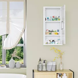 kleankin Medizinschrank-30L x 12B x 60H cm-Weiß - Weiss
