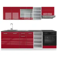 Vicco Küchenzeile R-Line 240 cm Rot Hochglanz/Weiß