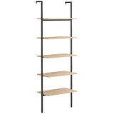 Makastle 5-stöckiges Leiterregal industrielles Bücherregal DIY Standregal Regal aus Holzwerkstoff, stabilisierendem Metallrahmen, für Heimbüro, Wohnzimmer, 64x35x185 cm