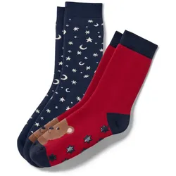 Tchibo - 2 Paar Kinder-Antirutsch-Socken - Herren - Gr. 35-38 - weiß/jacquard