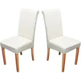 2er-Set Stuhl Lehnstuhl Esszimmerstuhl Novara II, Leder creme, helle Beine