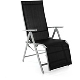 VCM Sonnenliege Liegestuhl Relaxliege schwarz grau klappbar Maße H. 113 x B. 59 x T. 74cm