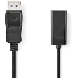 NEDIS Displayport-Kabel | DisplayPort Stecker | HDMITM Ausgang | 4K@30Hz | Vernickelt | 0.20 m | rund | PVC | Schwarz | Box