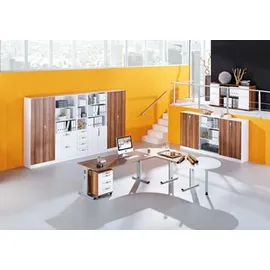 Hammerbacher Verbindungsplatte höhenverstellbar weiß, Trapezform 120,0 x 80,0 x 65,5 - 82,5 cm