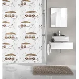 KLEINE WOLKE Duschvorhang Eulen 120 x 200 cm taupe