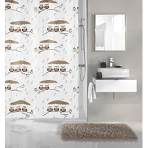 KLEINE WOLKE Duschvorhang Eulen 120 x 200 cm taupe