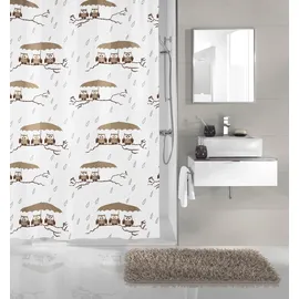 KLEINE WOLKE Duschvorhang Eulen 120 x 200 cm taupe