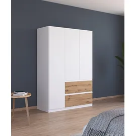 Rauch Drehtürenschrank Costa 136 x 197 x 54 cm Weiß/Eiche Artisan