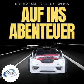 Coemo Kinderbett Dream Racer 90 x 200 cm Holz Kunstleder weiß