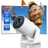 Mini Beamer【Automatische Trapezkorrektur】 WiFi Bluetooth Beamer Klein Unterstützung 1080P, 270°drehbar WiMiUS Kurzstreckenprojektion Beamer Heimkino Outdoor für iPhone/Andorid/Laptop/Tablette Weiß