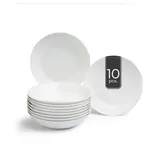 Home4You Suppenteller 10er Set, Ø 20 cm - Weiß - Porzellan - 10er Set