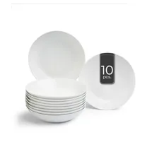 Home4You Suppenteller 10er Set, Ø 20 cm - Weiß - Porzellan - 10er Set