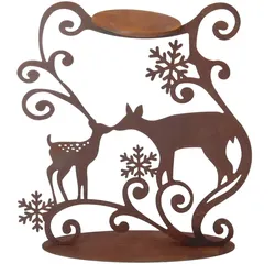 Ferrum Edelrost Kerzenhalter Teelichthalter Rehe 26x24 cm