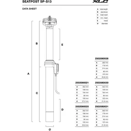 XLC Suspension Dropper SP-S13 Ø30,9mm/352mm, Hub 100mm, external cable