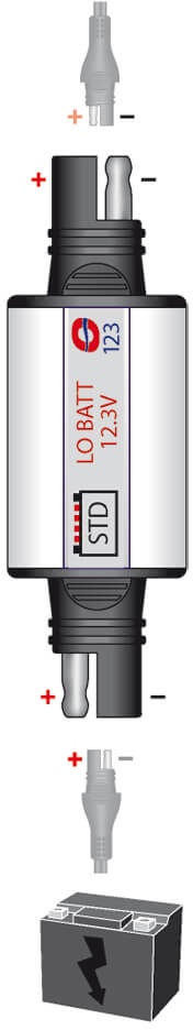 OPTIMATE Charging status waarschuwingslampje SAE plug, voor lood/zuur batterijen, 12.5V
