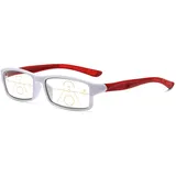 Lanomi Rechteckig Gleitsichtbrille mit Blaulichtfilter Damen Herren Kunststoffe Progressive Multifokus Gleitsicht Lesebrille Anti Blaulicht Weiß Rahmen Rot Arm Gleitsichtbrille 2.5 - M