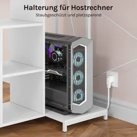 Woltu Schreibtisch L-Form, Eckschreibtisch, mit Steckdosen USB-A, Metallrahmen, Weiß