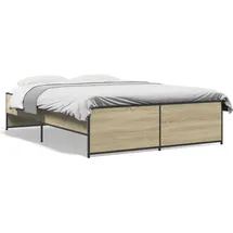 vidaXL Bettgestell Sonoma-Eiche 120x200 cm Holzwerkstoff und Metall