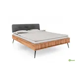 byoak Bett KULA 100 x 200 aus Massivholz, mit Polsterkopfteil, Naturgeölt - Naturbelassen