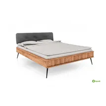 byoak Bett KULA 100 x 200 aus Massivholz, mit Polsterkopfteil, Naturgeölt - Naturbelassen