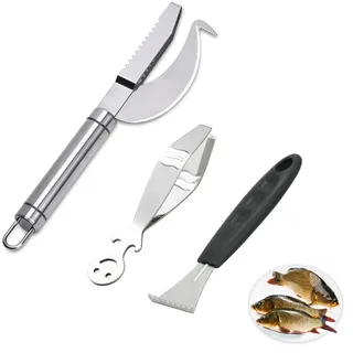 ZAHD 3 Stück Fischmesser entschupper für Fisch 3 in 1 fischschuppenmesser Scraper fischschupper Fischschuppen Edelstahl messerreinigung Fish Scales Tool für Schneiden, Entschuppen und Ausnehmen