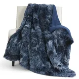 BEDSURE Kuscheldecke Flauschig Decke, Blau Sofadecke Warm Sherpa Decke, Felldecke Dicke Decken Couchdecke Flauschige Kunstfelldecke Wohndecke für Couch 130x150 cm