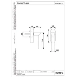 HOPPE Fenstergriff Ams.E0400/FR-408 VA ma 20-30mm eFenstergriff