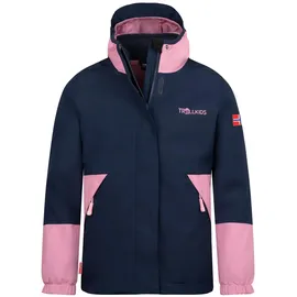 TROLLKIDS wasserdichte atmungsaktive Kinder 3in1 Jacke mit verstellbarer Kapuze und Strickfleece-Innenjacke KJERAK, Marine/Mauve, Größe 128 - 128