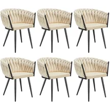 Tectake tectake® Esszimmerstuhl, Astano Samt, Knotendesign, schlanke Stahlbeine, 60,5 x 55 x 75 cm