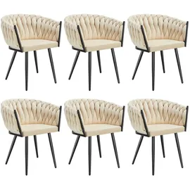 Tectake tectake® Esszimmerstuhl, Astano Samt, Knotendesign, schlanke Stahlbeine, 60,5 x 55 x 75 cm