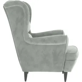 vidaXL Ohrensessel mit Hocker Hellgrau Samt