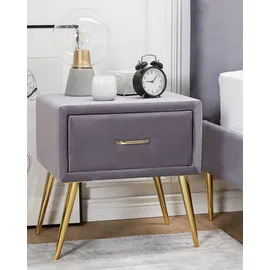 Beliani Nachttisch Flayat 38 x 46 x 49 cm Grau/Gold