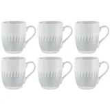 Home4You Kaffeetassen 6er Set, 290 ml - Weiß - Blau - Porzellan - grafisches Muster - 6er Set