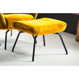 KAWOLA Ohrensessel LOTTE Velvet 79 x 117 x 79 cm Gelb mit Hocker