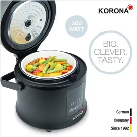 KORONA 58011 Reiskocher Dampfgarer Warmhaltefunktion LED Display Touch Buttons | Schwarz
