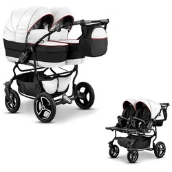 Elcar Zwillingswagen Zwillingskinderwagen 2 in 1 Twin Star - 10 Teile - in 16 Farben schwarz|weiß