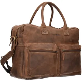 GREENBURRY Vintage Aktentasche Leder 40 cm Laptopfach braun