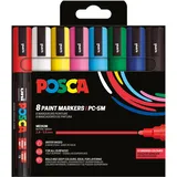 Posca 182558 - POSCA Marker Set, 8 Acrylstifte PC-5M, Permanent Marker 1,8 - 2,5 mm Rundspitze