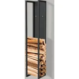 DanDiBo Ambiente DanDiBo Kaminholzregal Innen Metall Schwarz Kaminholzständer 120 cm mit Rückwand an der Wand Hängend 96465 Holzkorb Kaminholzhalter Holzregal - Schwarz