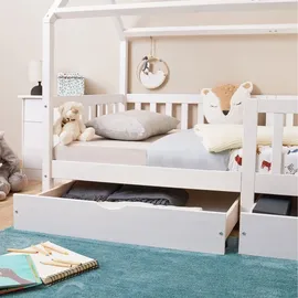 Idimex Hausbett NUNA 90 x 200 cm Kiefer massiv lackiert weiß