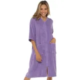Undercover Damen Frottee-Bademantel 100% Baumwolle mit Reißverschluss, Flieder, - 44-46
